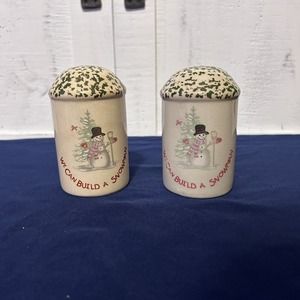 SALT & PEPPER SHAKERS WE CAN BUILD A SNOWMAN WITHOUT PLUGS CHRISTMAS